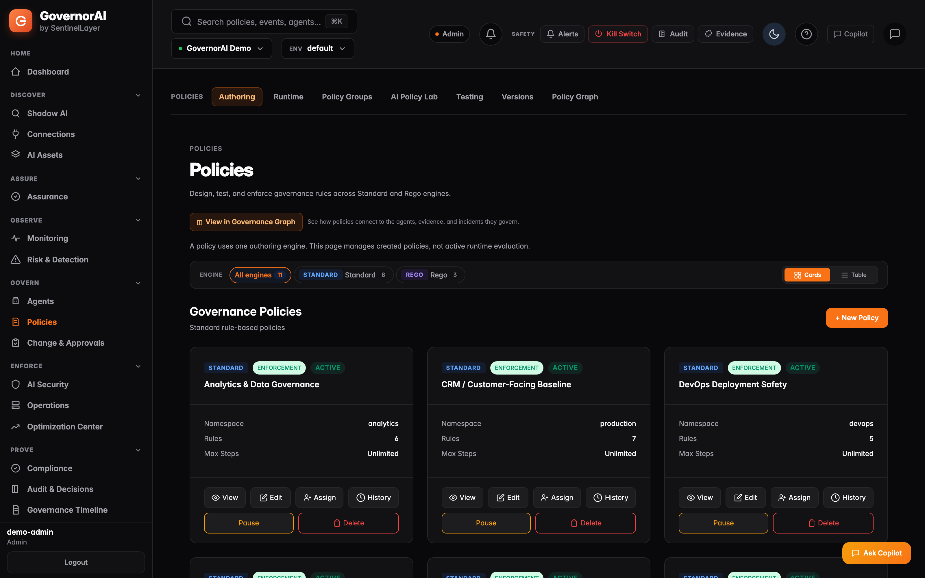 Policies — GovernorAI console